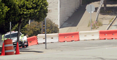 Rally car taking the curve in slow motion