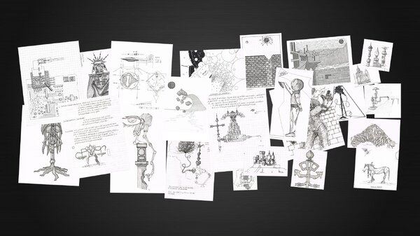 Torso, very thin hatch drawings (1985)
