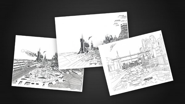 Vällingby, very thin hatch drawings (1992)