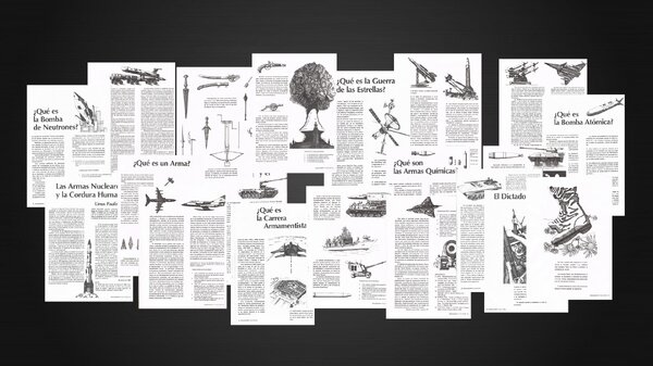 Weapons at CELA, very thin line drawings (1987)