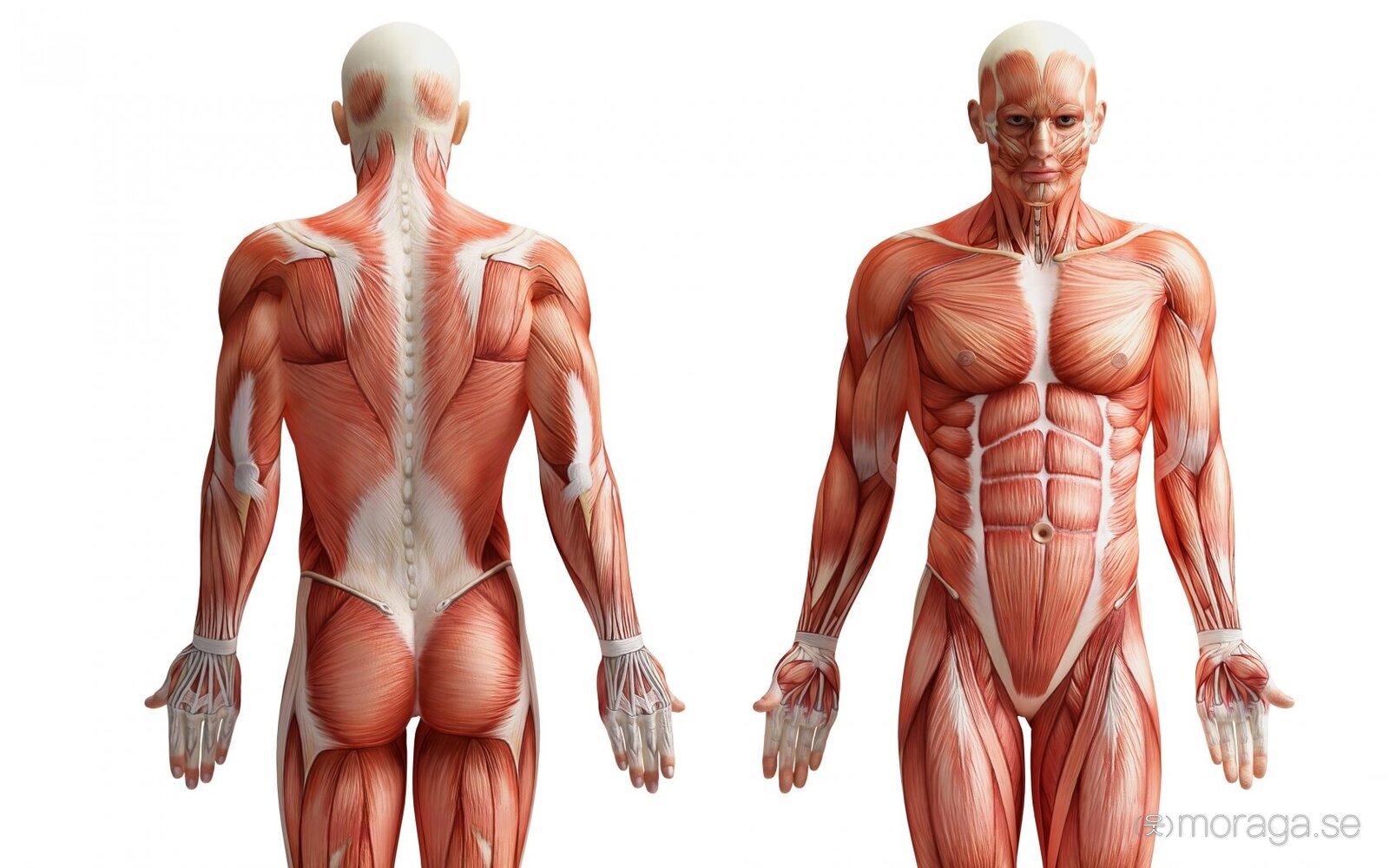 Human body, muscles front and back