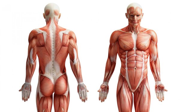 Human body, muscles front and back