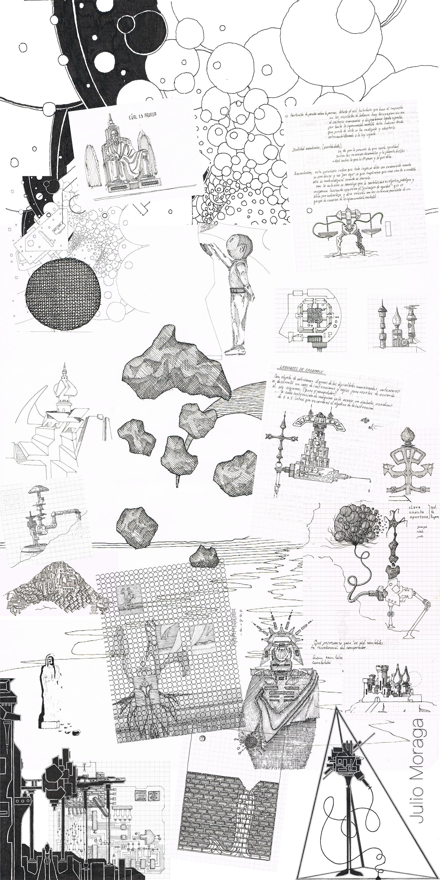 Torso, very thin hatch drawings (1985)